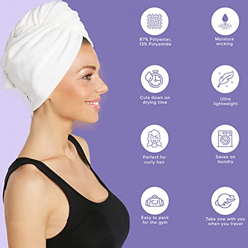 Turbie Twist Microfiber Hair Towel Wrap for Women and Men (2 Pack)