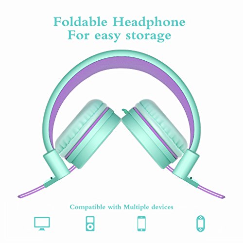 Elecder Kids Wired Headphones | Green/Purple