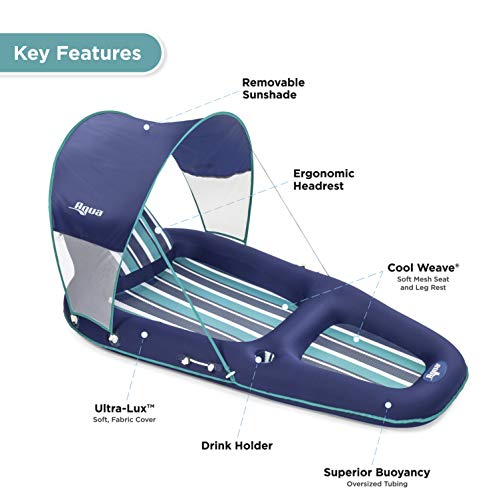 Aqua Inflatable Oversized Pool Float with UPF 50 Sunshade Canopy
