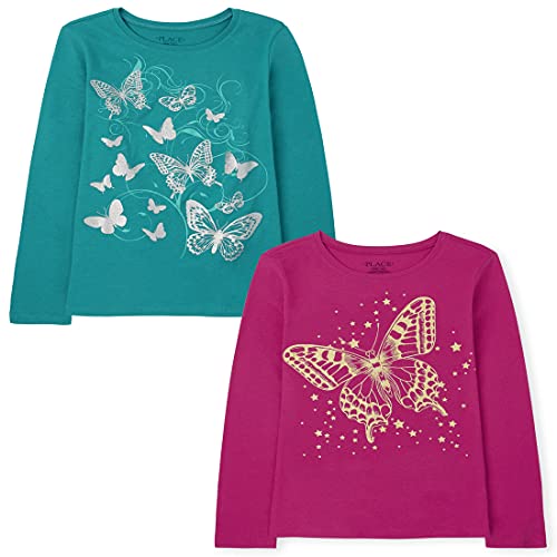 Butterfly Graphic Tee 2-Pack (Girls, Medium)