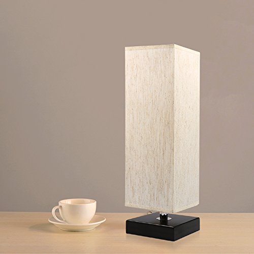Minimalist Solid Wood Bedside Table Lamp with Fabric Shade