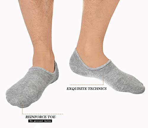 Men's Non-Slip No Show Socks (6 Pairs, Size 10-13)