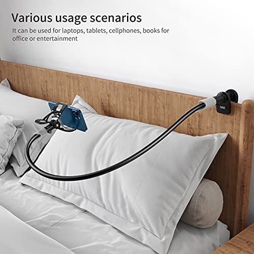 SAIJI Gooseneck Bed Phone Holder with Clip Bracket Clamp