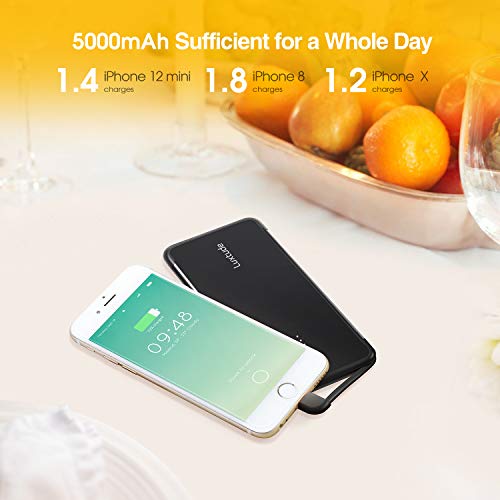 Luxtude 5000mAh Portable Charger with Built-in Lightning Cable for iPhone