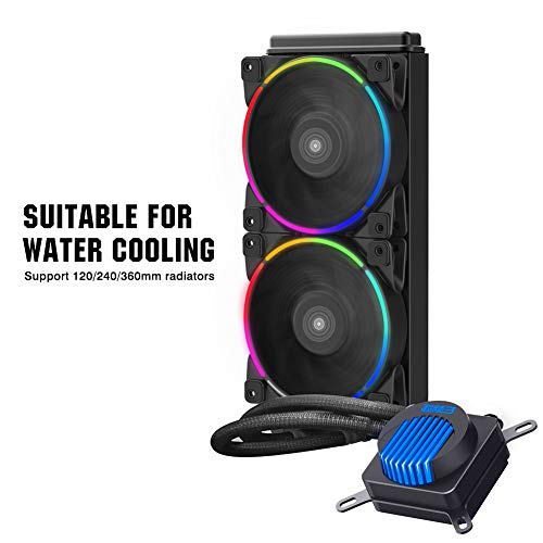 Pccooler 120mm Fan Moonlight Series 5 in 1 Kit Upgrade,PC-5M120 ARGB LED Computer Case Fan - PWM Cooling Fan - Dual Light Loop Quiet Fan/Multiple Light Modes with Wireless Controller for PC Case