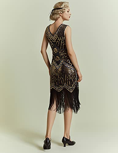 V-Neck Beaded Fringed Flapper Dress