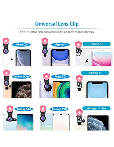 11-in-1 Universal Cell Phone Camera Lens Kit with Telephoto, Wide Angle, and Macro Lenses