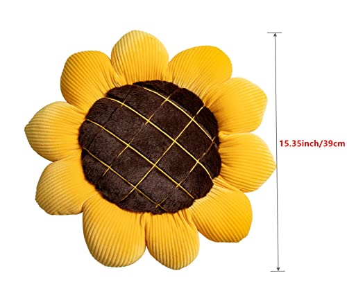 3D Flower Floor Pillow Seating Cushion Mat & Sunflower Shaped Decorative Plush Throw Pillows Cushions