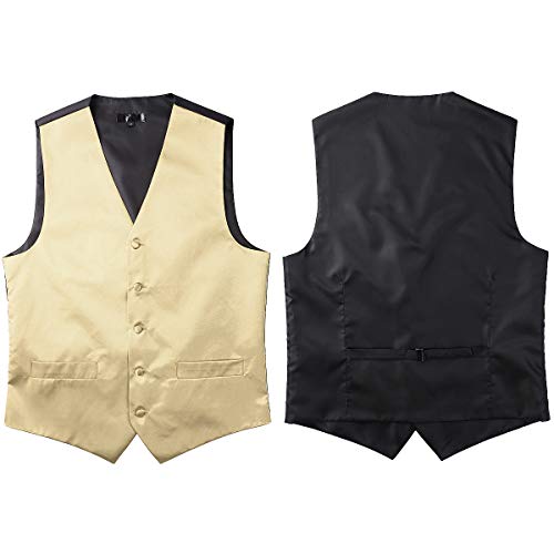 ZEROYAA Men's Solid Satin Vest Set