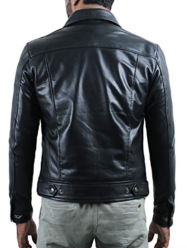 Laverapelle Men's Genuine Lambskin Leather Jacket (Black, Large, polyester Lining) - 1501200