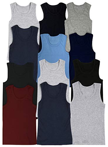 ToBeInStyle Boys' 4 Pack Double Hem Tank Tops