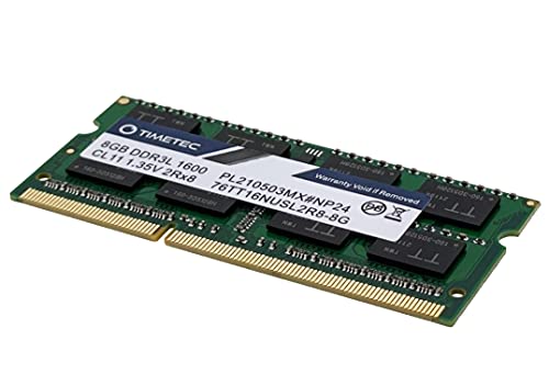 Timetec 8GB DDR3L / DDR3 1600MHz (DDR3L-1600) PC3L-12800 / PC3-12800(PC3L-12800S) Non-ECC Unbuffered 1.35V/1.5V CL11 2Rx8 Dual Rank 204 Pin SODIMM Laptop Notebook PC Computer Memory RAM Module Upgrade