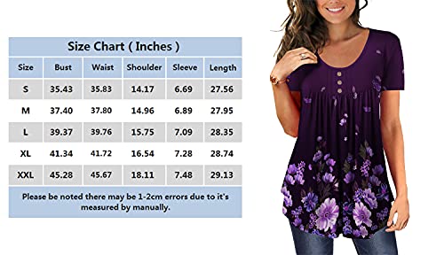 BeadChica Short Sleeve Ruched Tunic Floral XL