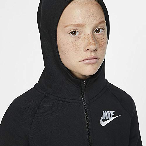 Nike Girl's Black and White Full Zip Hoodie