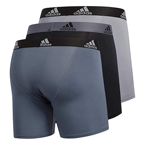 Men's Performance Boxer Brief Underwear (3-Pack, Black/Grey, Medium)