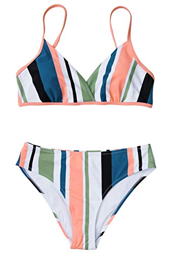 CUPSHE Striped Back Hook Bikini Swimsuit