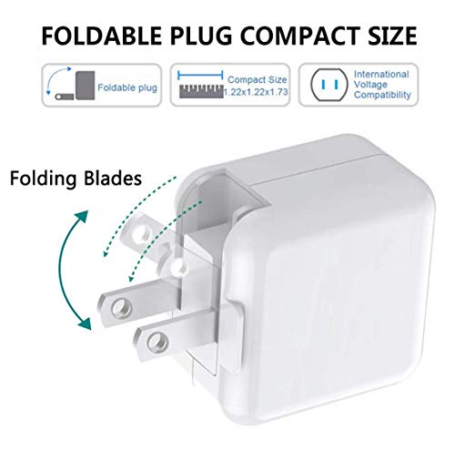 Original 2.4A 12W USB Wall Charger and 2 Pack Charging Cable for iPhone and iPad
