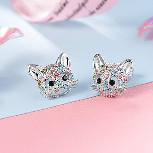 Cute Cat CZ Stud Earrings