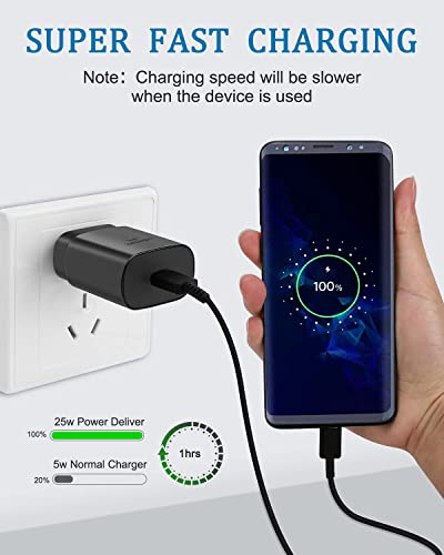 25W Super Fast USB C Wall Charger with 5FT Type C Cable for Samsung Galaxy and Note