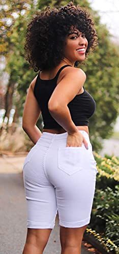 Mid Rise Ripped Bermuda Shorts