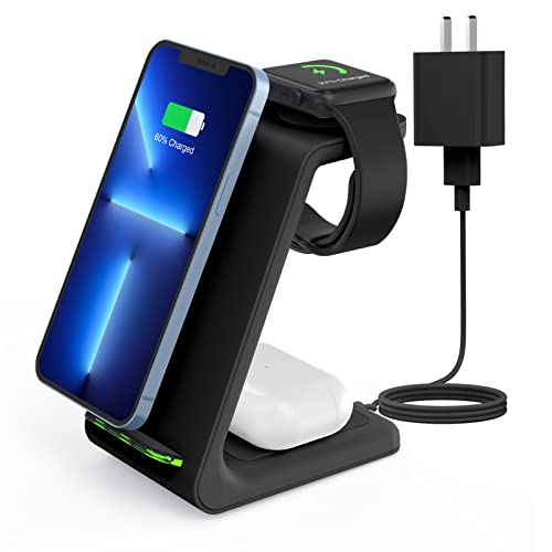 Wireless Charging Stand, GEEKERA 3 in 1 Wireless Charger Dock Station for Apple Watch 6 SE 5 4 3 2