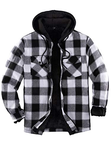 Zenthace Sherpa Plaid Shirt Jacket, Black/Grey
