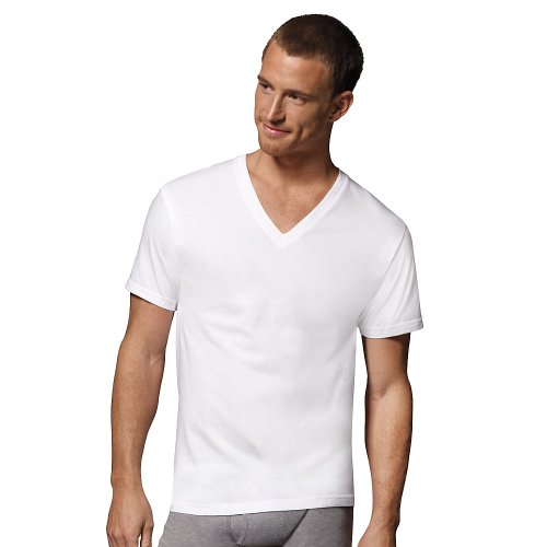 Men's Cotton V-Neck Undershirts (Various Packs and Colors)