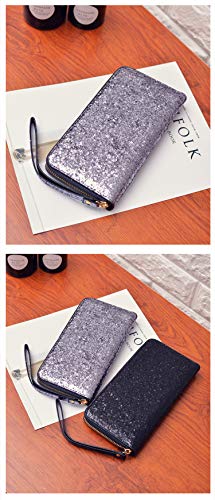 Glitter Zipper Wristlet Clutch