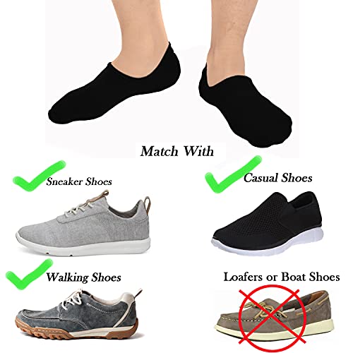 Men's Non-Slip No Show Socks (6 Pairs, Size 10-13)