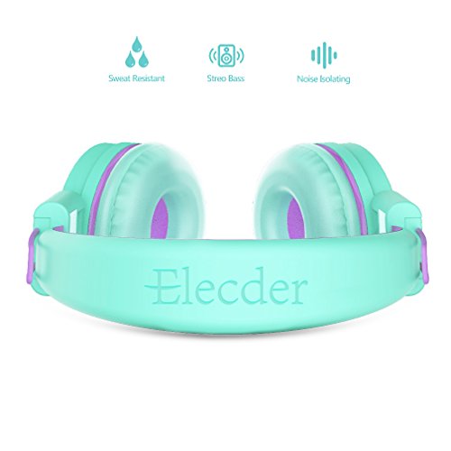 Elecder Kids Wired Headphones | Green/Purple