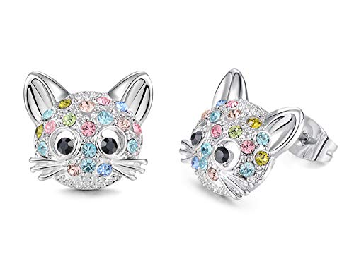 Cute Cat CZ Stud Earrings