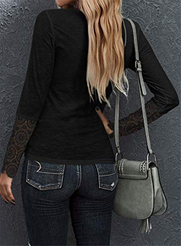 Henley Lace Tops Blouses
