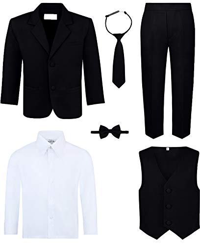 Boy's 6-Piece Formal Suit Set, Black, Size 12