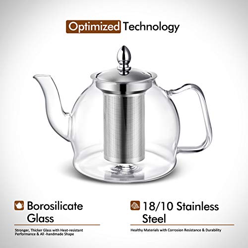 Hiware 1000ml Glass Teapot with Infuser