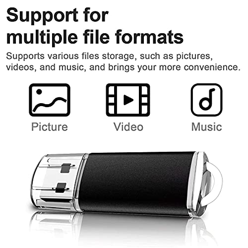 TOPESEL 5 Pack 32GB USB 2.0 Flash Drive Memory Stick Thumb Drives (5 Mixed Colors: Black Blue Green Red Silver)