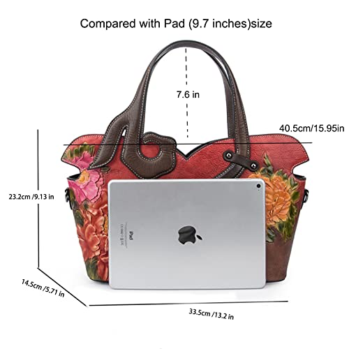 YHOK Retro Pattern Leather Satchel