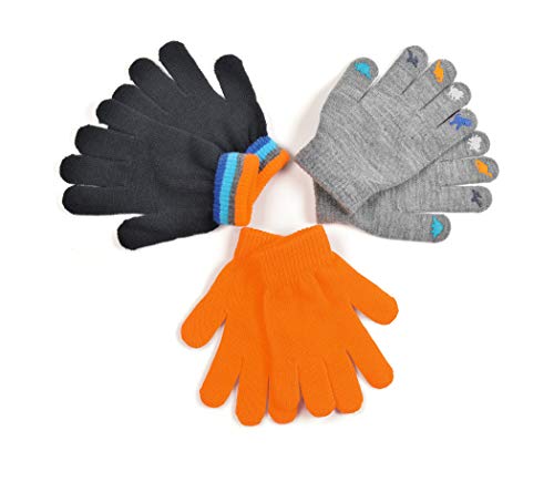 CROSSFINGERS Kids Winter Knit Gloves, 3 Pairs