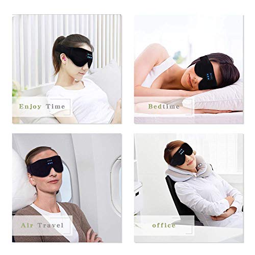 Bluetooth Sleep Headphones Eye Mask - Lightimetunnel Wireless 3D with Speakers and Mic