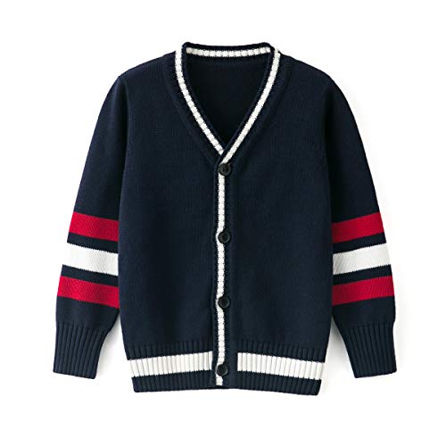 Curipeer Boys' Button-Up Cardigan Sweater, Navy