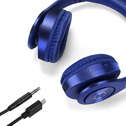 TUINYO Wireless Bluetooth Headphones - Over Ear, 40H Playtime, Deep Bass, Dark Blue