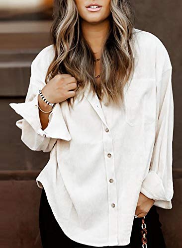 Astylish Womens Corduroy Button Down Blouse