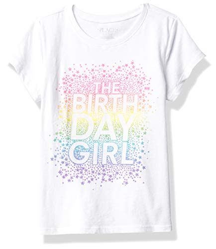 Birthday Graphic Tee (Girls, White, M 7-8)