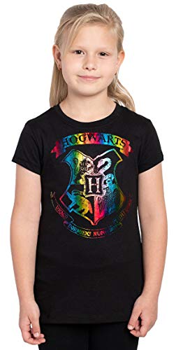 Harry Potter Hogwarts Girls Shirt (Black, 4-16, L (10/12))