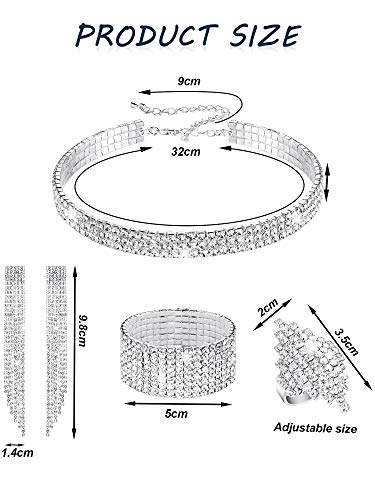 Rhinestone Stretch Jewelry Set (Silver)
