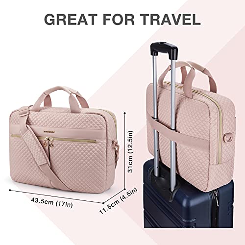 17.3 Inch Laptop Bag,BAGSMART Briefcase for Women Computer Messenger Bag Office Travel Business,Pink