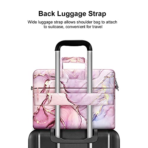 MOSISO Laptop Shoulder Bag Compatible with MacBook Pro 16 inch 2021 M1 Pro/Max A2485/2019-2020 A2141/Pro 15 A1398 & 15-15.6 inch Notebook,Polyester Briefcase Sleeve with Trolley Belt Marble MO-MBH216