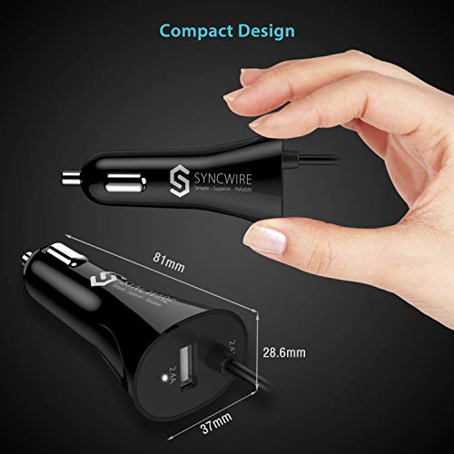 Syncwire Apple MFI Certified Car Charger with Coiled Lightning Cable for iPhone/iPad