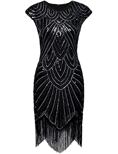 BABEYOND 1920s Beaded Fringed Dress