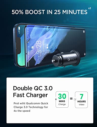 AINOPE Dual QC3.0 Port USB Car Charger - 36W/6A Fast Adapter for iPhone and Galaxy