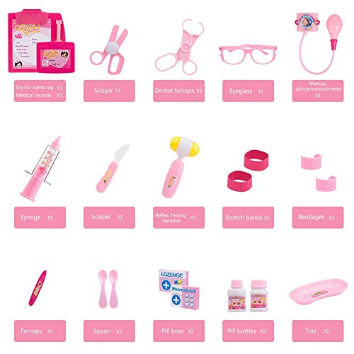 Gifts2U Toy Doctor Kit, 37 Piece Kids Pretend Play Toys Dentist Medical Role Play Educational Toy Doctor Playset for Girls Ages 3-6